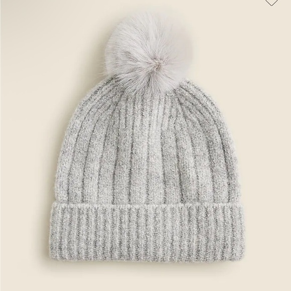 Jcrew Ribbed pom-pom beanie in Supersoft yarn